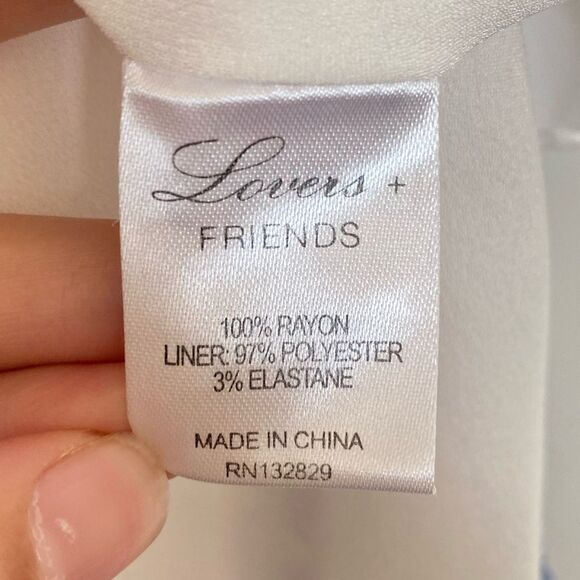 Lovers and Friends Cassidy Mini Dress Bella Scarf Print V-Neck Blue White Small - Picture 11 of 12